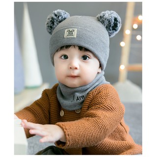 Combo Mũ len kèm khăn ống cho bé