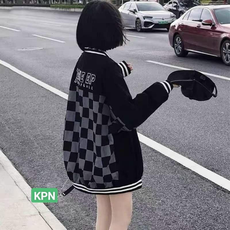 Áo khoác bomber nỉ kẻ caro in chữ TAKKEEP siêu ngầu.hangtotgiare98 | BigBuy360 - bigbuy360.vn