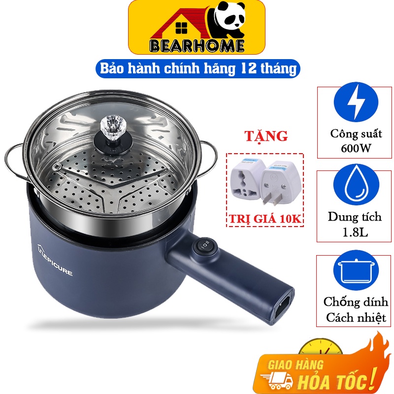 Chảo điện đa năng chống dính 2 tầng cao cấp, Chảo lẩu mini 6 mức nhiệt, chiên, rán, xào, nấu cơm...đều được -BH 12 tháng