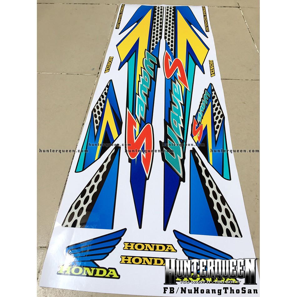 Tem rời dán xe WAVE đời đầu màu đen. Sắc màu nổi bật, chống nước, làm theo yêu cầu