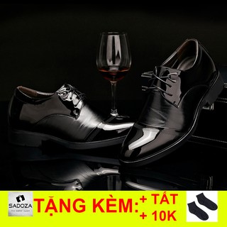 Giày Nam Tăng Chiều Cao - FREESHIP - Giày Tây Nam Cao Cấp  Đen Bóng Classic GD56