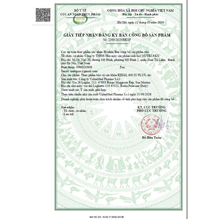 KIDAL 400IU PLUS - Bổ sung Vitamin D3 & DHA giúp xương chắc khỏe, não thông minh