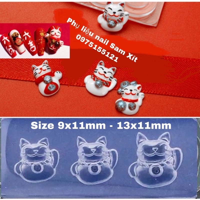 Khuôn Gấu-Mèo-Bướm silicon dẻo trang trí móng tay.