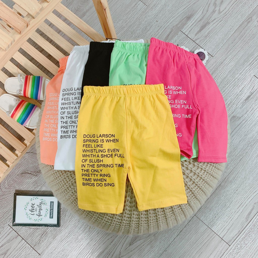 Lyvyshop - (Cotton SG chính phẩm) Quần legging lửng siêu dễ thương cho bé 09-23kg