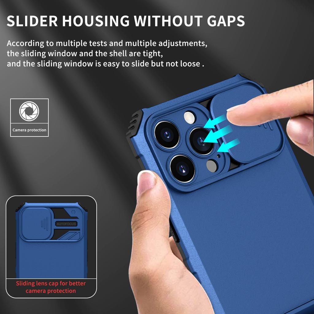 Ốp Điện Thoại 3 Trong 1 Có Nắp Trượt Bảo Vệ Ống Kính Máy Ảnh Cho IPhone 13Promax 12 11 7Plus X Xs Max XR 8 7