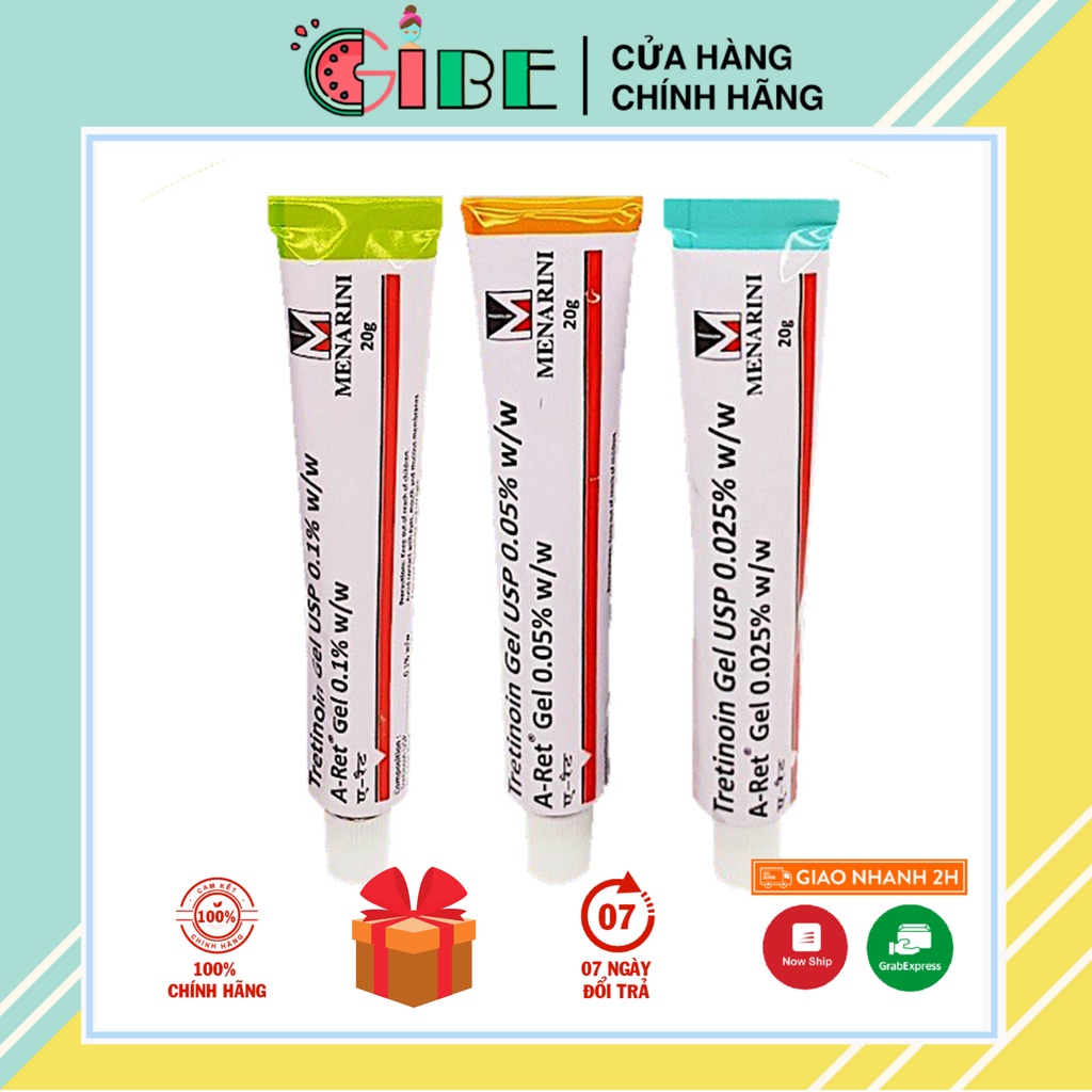 Tretinoin aret ,Tretinoin Gel USP Aret Giảm mụn, mờ thâm nám, chống lão hóa ( Tre gel usp A-Ret Ấn)