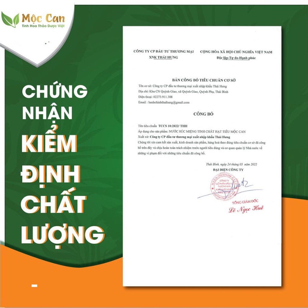 Cai thuốc lá thuốc lào vĩnh viễn Mộc Can, nước súc miệng hết hôi miệng, trắng răng, hơi thở thơm mát Chai 250ml