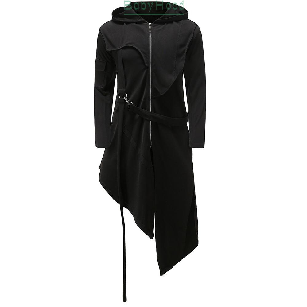 Men Retro Medieval Irregular Hooded Jacket Gothic Coat Costume Halloween Praty#BBHOOD