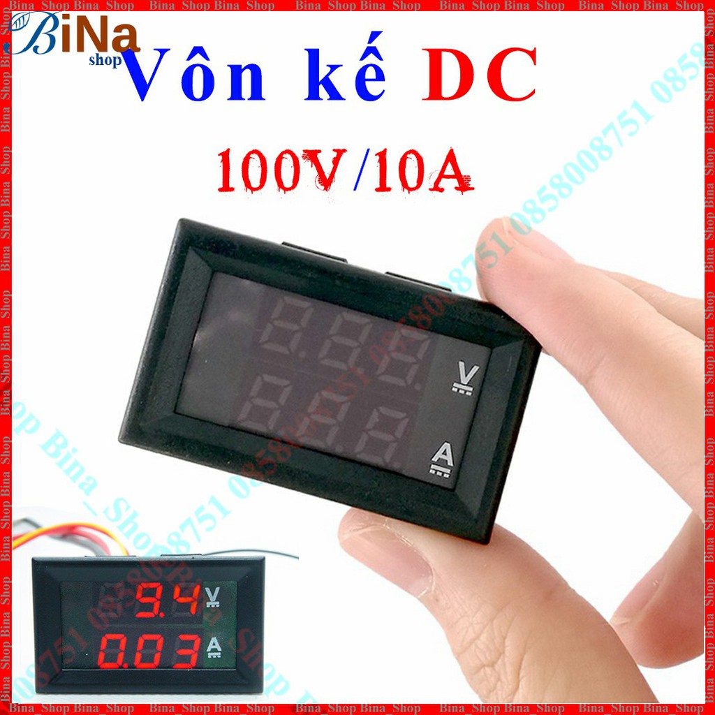 Vôn kế điện tử 100V/10A Vôn kế DC đo dòng và áp