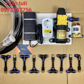 Bộ phun sương tự động 12 béc đồng bơm đơn Sinleader, USA tưới cây, tưới lan 12m2