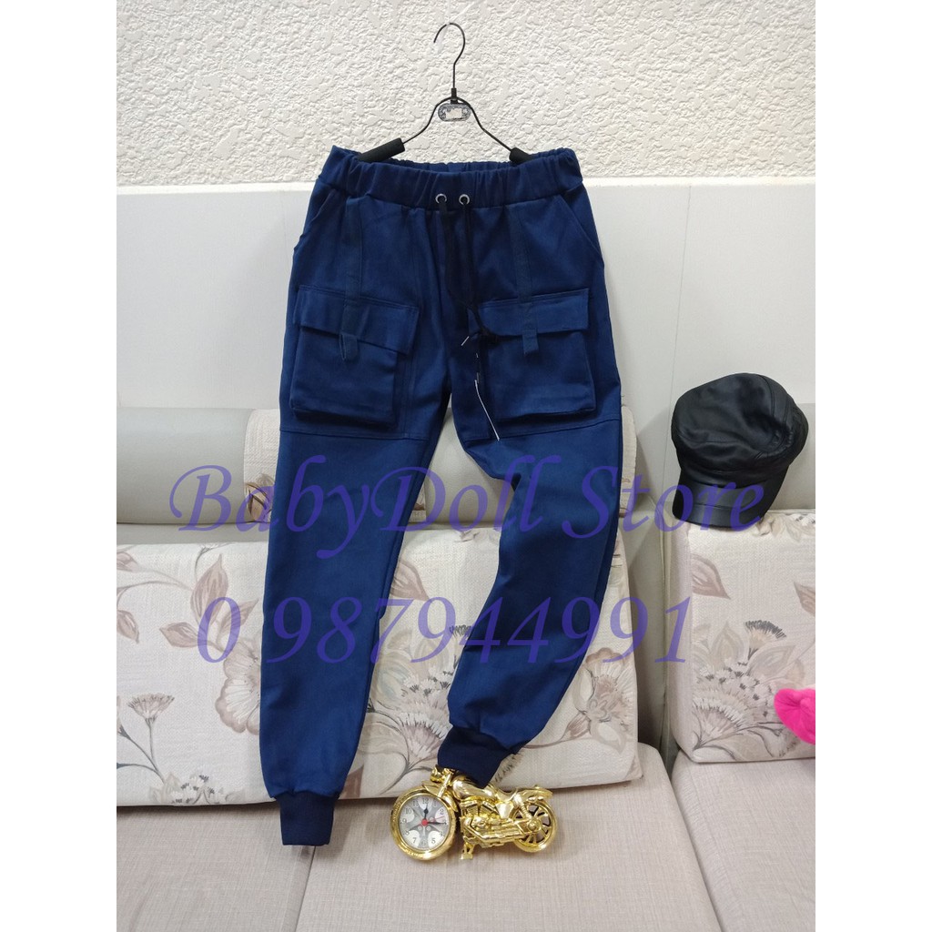 SALE HẾT MẪU - Quần jogger túi hộp lưng rút dây vải kaki co giãn