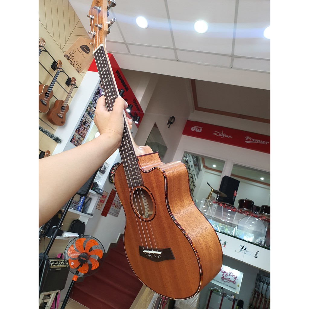 Đàn Ukulele Gỗ dáng khuyết chính hãng Music size Tenor - Viền Khảm