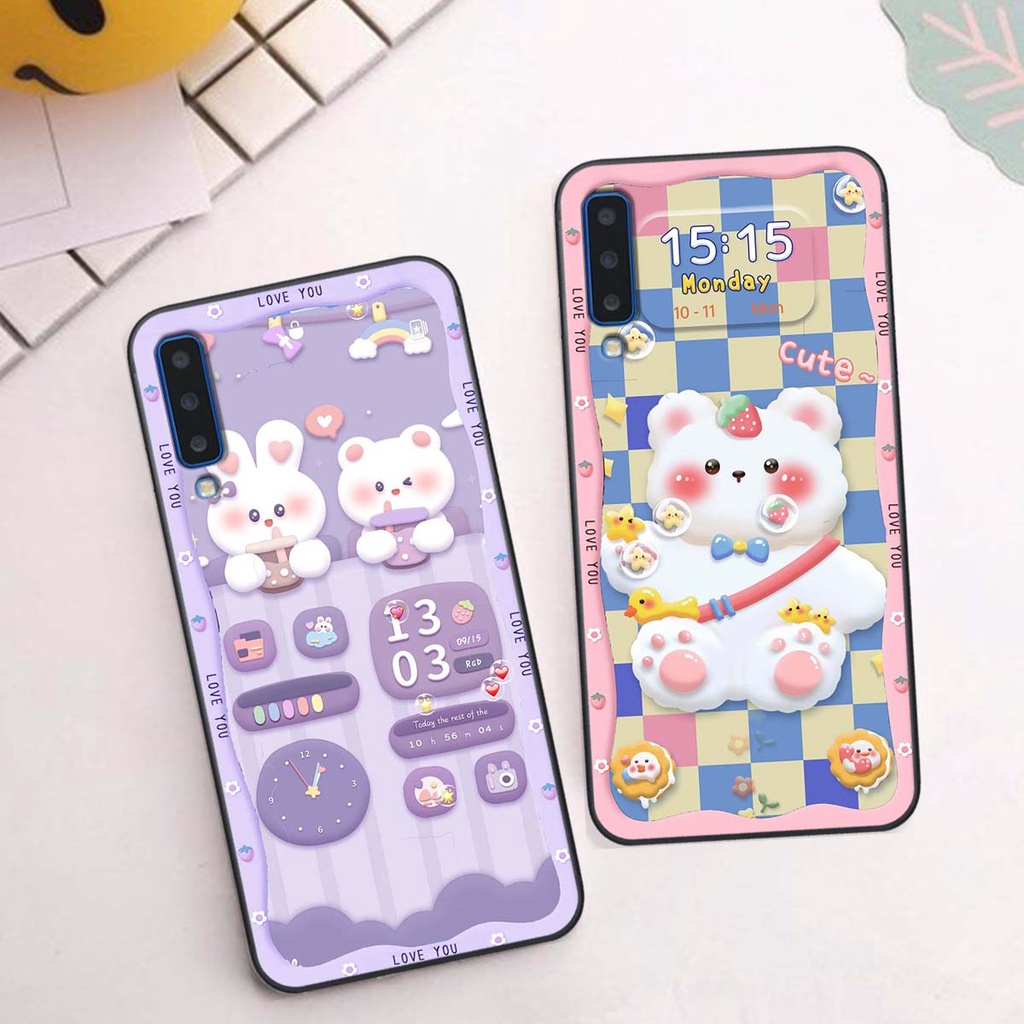 Ốp lưng Samsung A7 2018 / A9 2018 in hình gấu cute,bò sữa 3D cute dễ thương bảo vệ điện thoại.