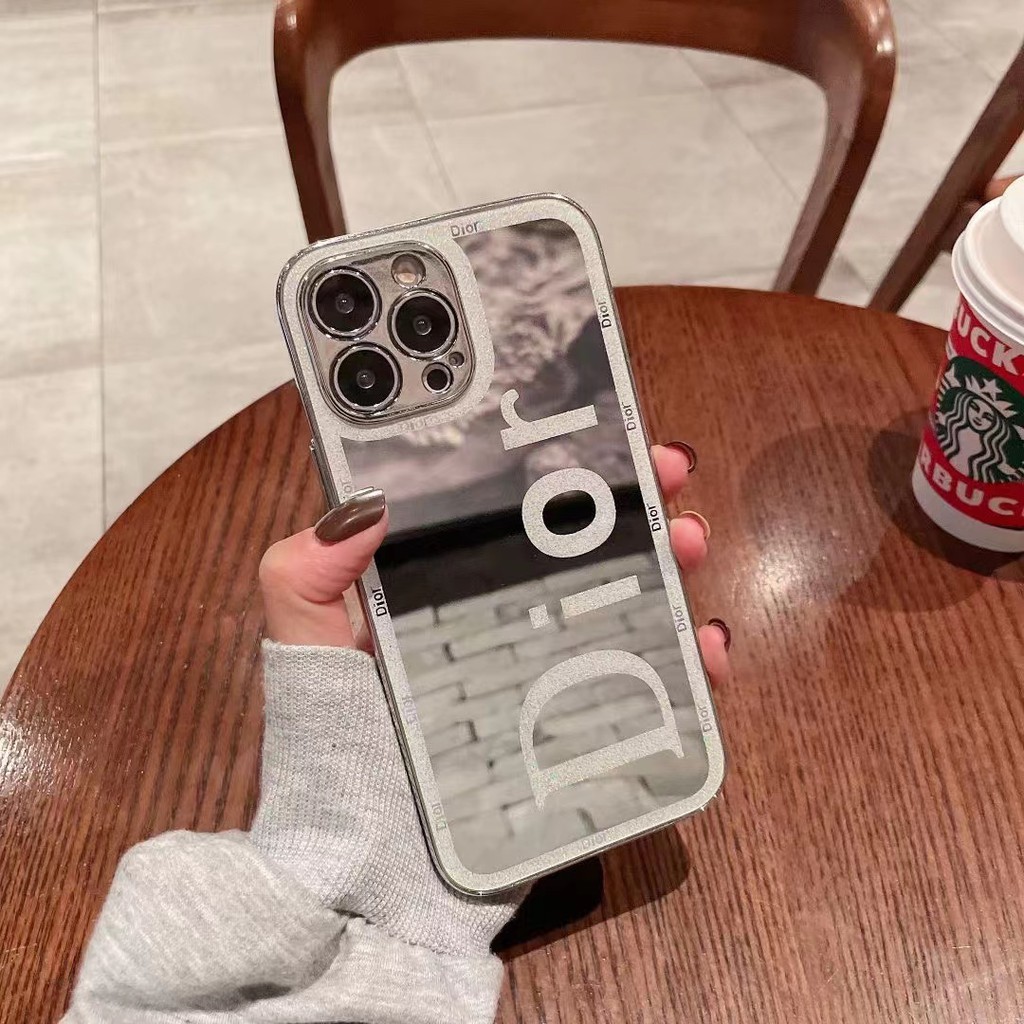 Ốp điện thoại gương acrylic in thương hiệu DIOR sang trọng cho iphone 13 12 11 PMax 13 12 pro 11 X XS XR Xs MAX 7 8 plus 7plus 8plus 13Promax 12Promax 11Promax