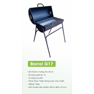 [FREESHIP] Bếp nướng bbq ngoài trời Barrel  Mã G17 - Xuất khẩu châu Âu - Sản xuất tại Việt Nam (Bộ quốc phòng)