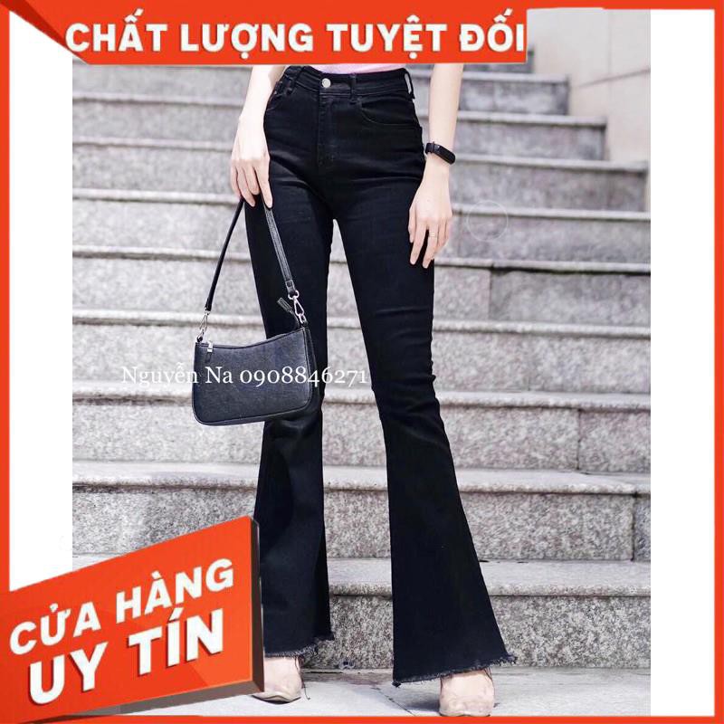 [Mã WASTMAY giảm 15% tối đa 30K đơn 150K] [hình thật] QUẦN JEANS DÀI LOE TRƠN ĐEN- hình thật trải sàn | BigBuy360 - bigbuy360.vn