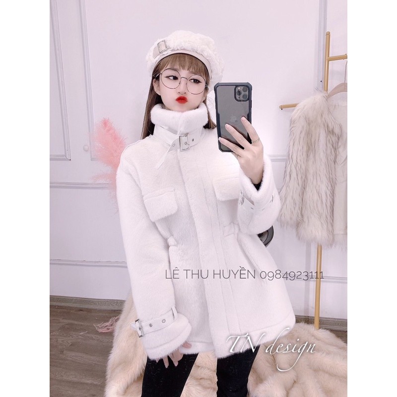 XẢ HÀNG SALE SỐC áo khoác lông thỏ đai da rút eo hàng QC (sẵn) | BigBuy360 - bigbuy360.vn