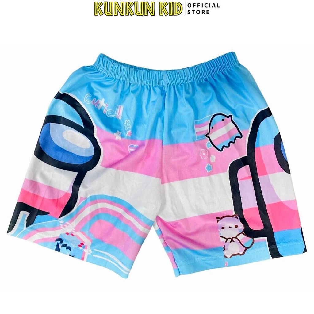 Quần áo bé gái thun lạnh in 3d tay ngắn hoạt hình among us Kunkun Kid TP498