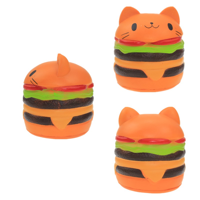 ✨Cat head burger✨ Kawaii bread pendant Squishy Slow Rising Simulation Slow Rebound squeeze Stress Reliever Toys