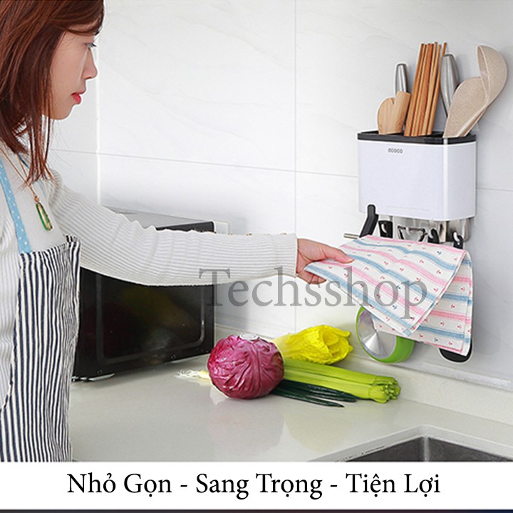 Kệ để muỗng đũa ecoco e1801 - kệ đựng đũa muỗng dán tường siêu dính - kệ nhà bếp để đồ có khay để điện thoại