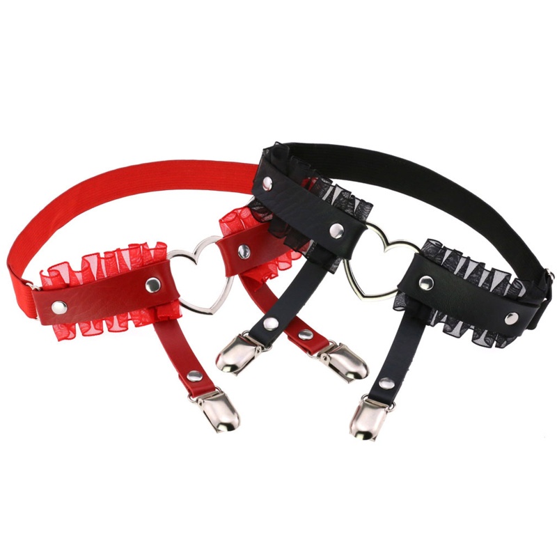 Đôi Vớ Da Pu Phối Ren Và Kẹp Chân Dùng Hóa Trang Thời Trang Cho Nữ