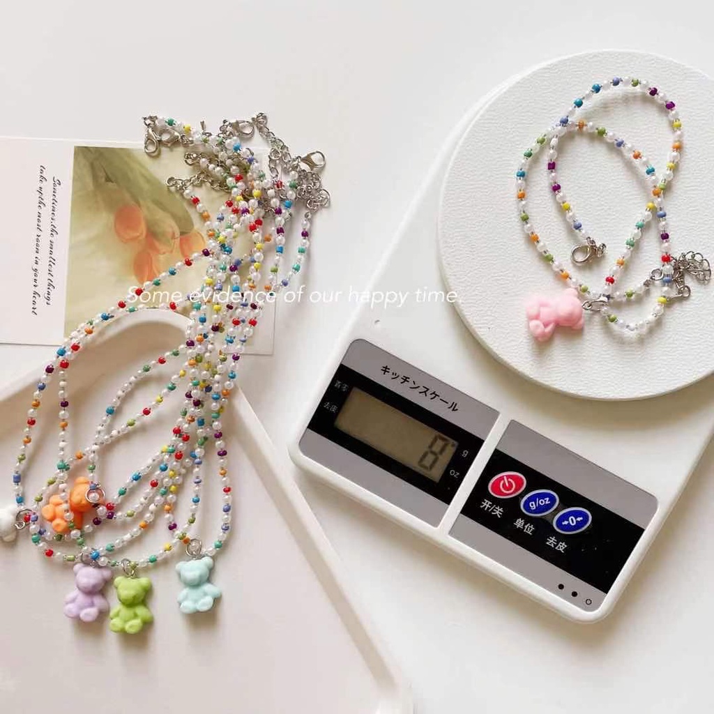 Dây Đeo Mắt Kính Xỏ Hạt acrylic Màu Kẹo Hình Gấu