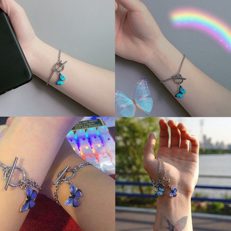 Vòng Tay Mặt Hình Bướm Bằng Hợp Kim Tráng Men Phong Cách Harajuku Dân Tộc Cá Tính Dành Cho Bạn Nữ