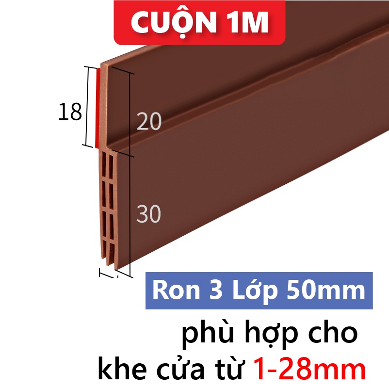 Nẹp 3 lớp chặn khe hở cửa đi ⭐Thanh dán chân cửa KINGRON giữ nhiệt điều hòa dày 5mm, chống gió lùa, chống khói bụi R3L