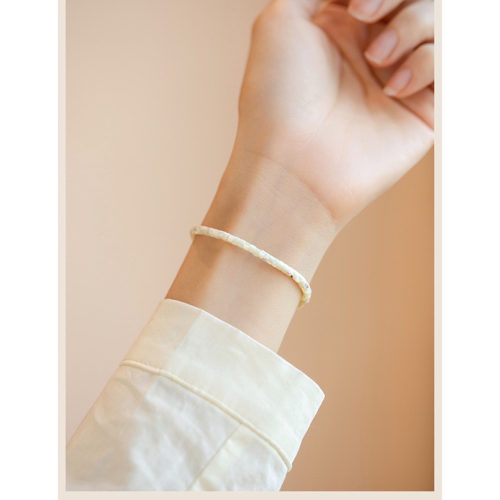 [Hàng Mới Về] Vòng Tay Chuỗi Hạt Vỏ Sò Trắng Phong Cách Retro