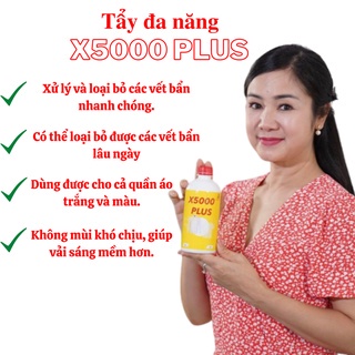 Nước Tẩy đa năng x5000 plus - Đánh bay ố v àng,mốc quần áo thức ăn dầu mỡ dùng được cho vải trắng và màu