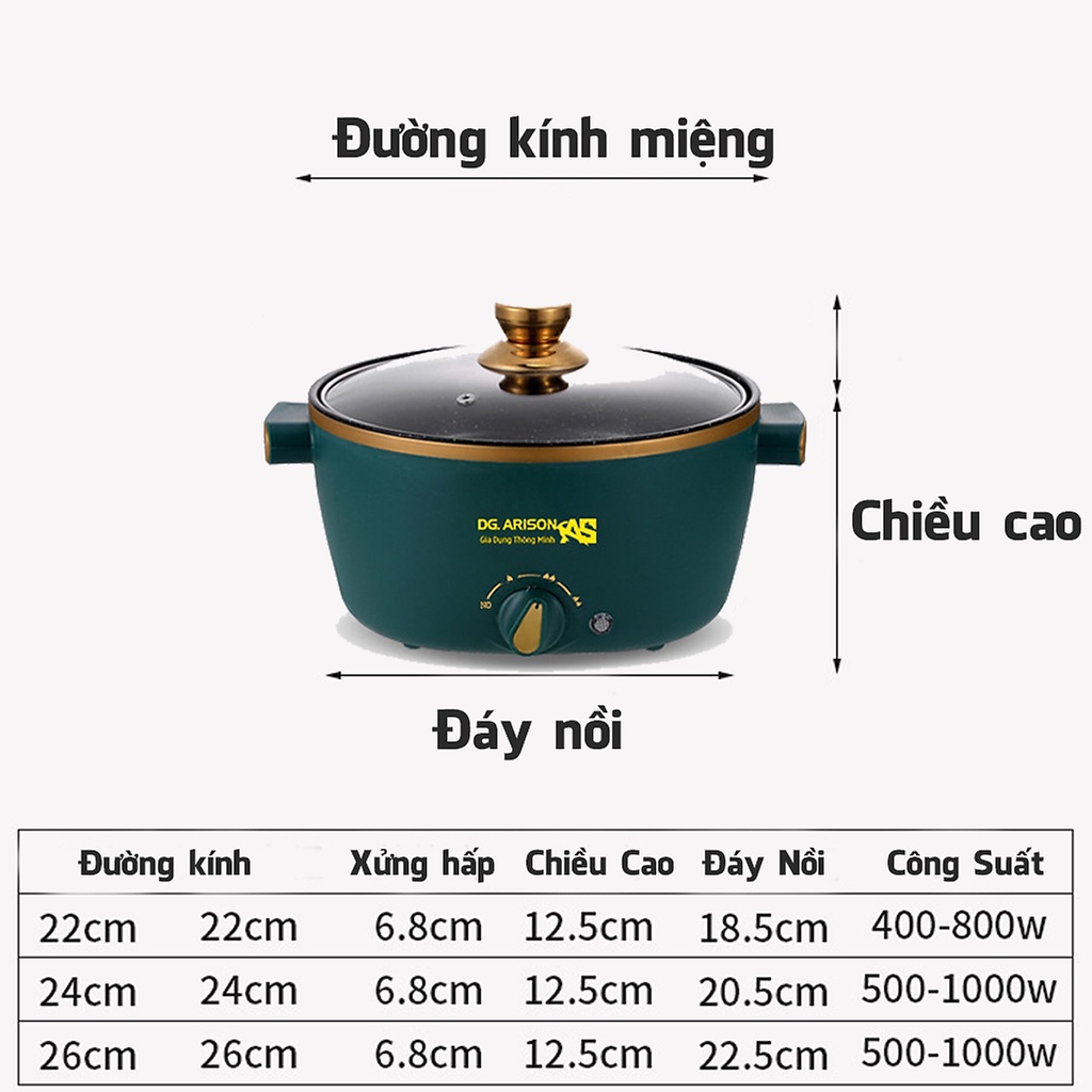 Nồi Lẩu Mini Cắm Điện Đa Năng AGISAN Có Xửng Hấp Dung Tích 1.8L Công Suất 600W Chống Dính Cao Cấp