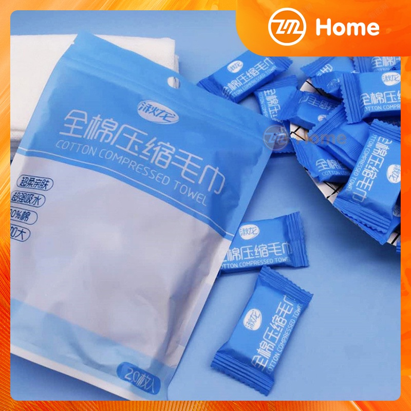 Bộ 20 Khăn Nén Cotton Dày Dặn Dùng Một Lần Tiện Dụng Khi Đi Du Lịch