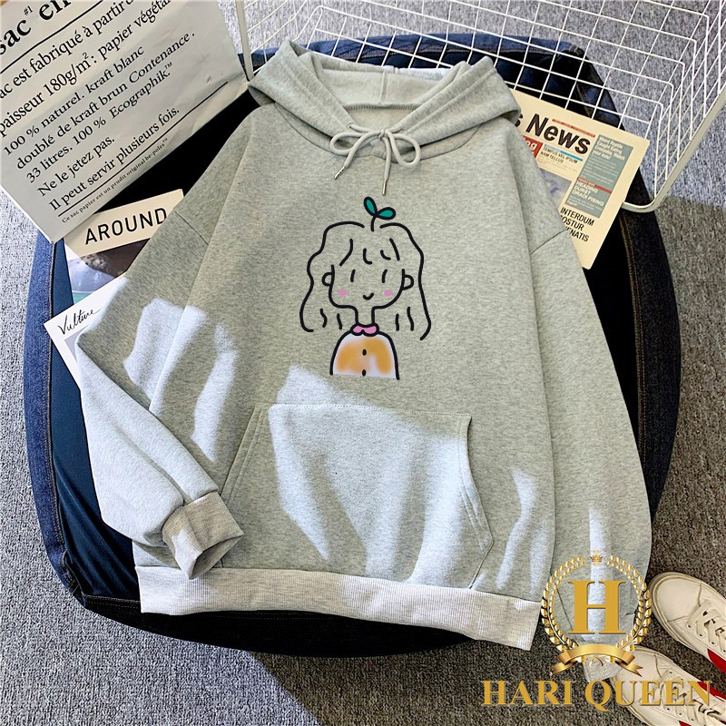 Áo hoodie cô gái tóc mầm cây HARIQUEEN