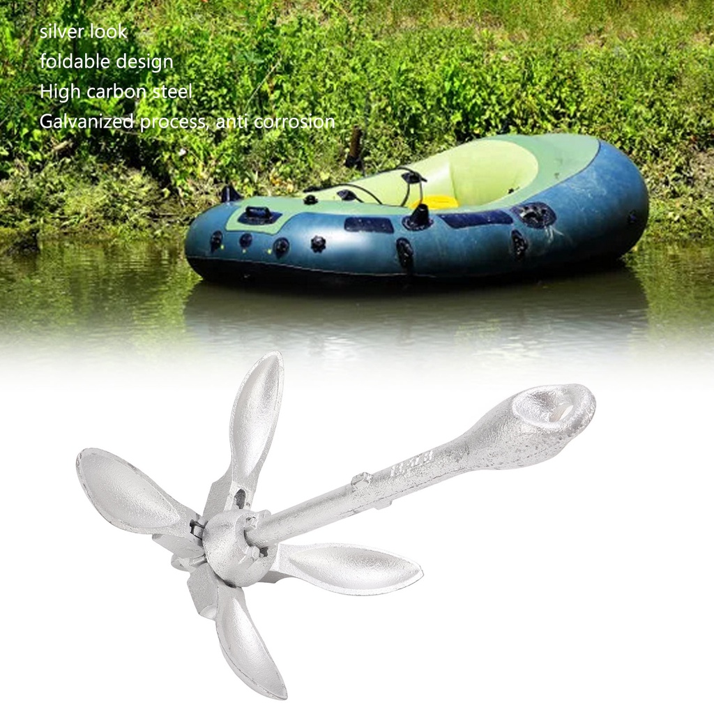 Có thể bán buôn Neo Kayak có thể gập lại 1 5kg Bạc Nhìn cao bằng thép carbon chống ăn mòn Bốn móng vuốt mở rộng neo cho du thuyền Vermont055 Hàng giao ngay