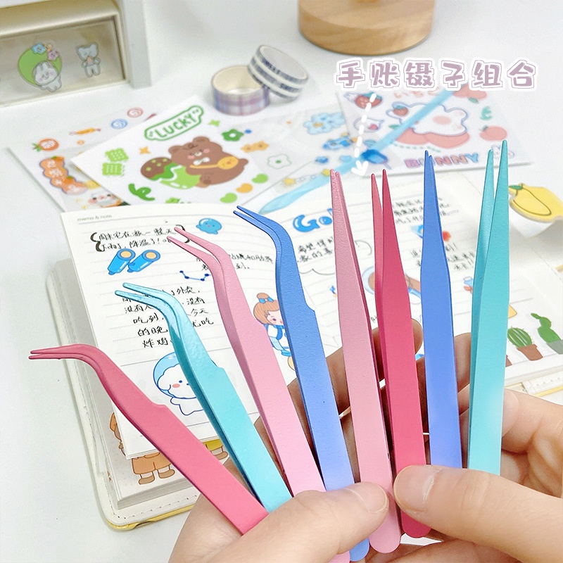 Nhíp Hai Màu Sắc Đầu Thẳng Bằng Thép Làm Thủ Công Cho Trẻ Em
