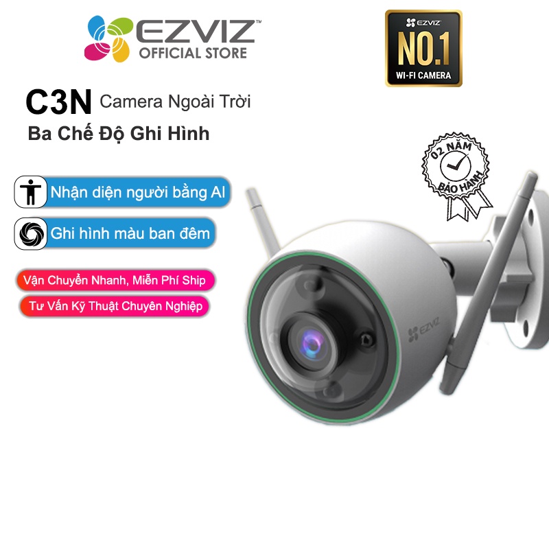 Camera WI-FI Ngoài Trời EZVIZ C3N 1080P, IP67 chống bụi nước ,Ghi Gình Màu Ban Đêm , AI Phát Hiện Người, Nén video H265