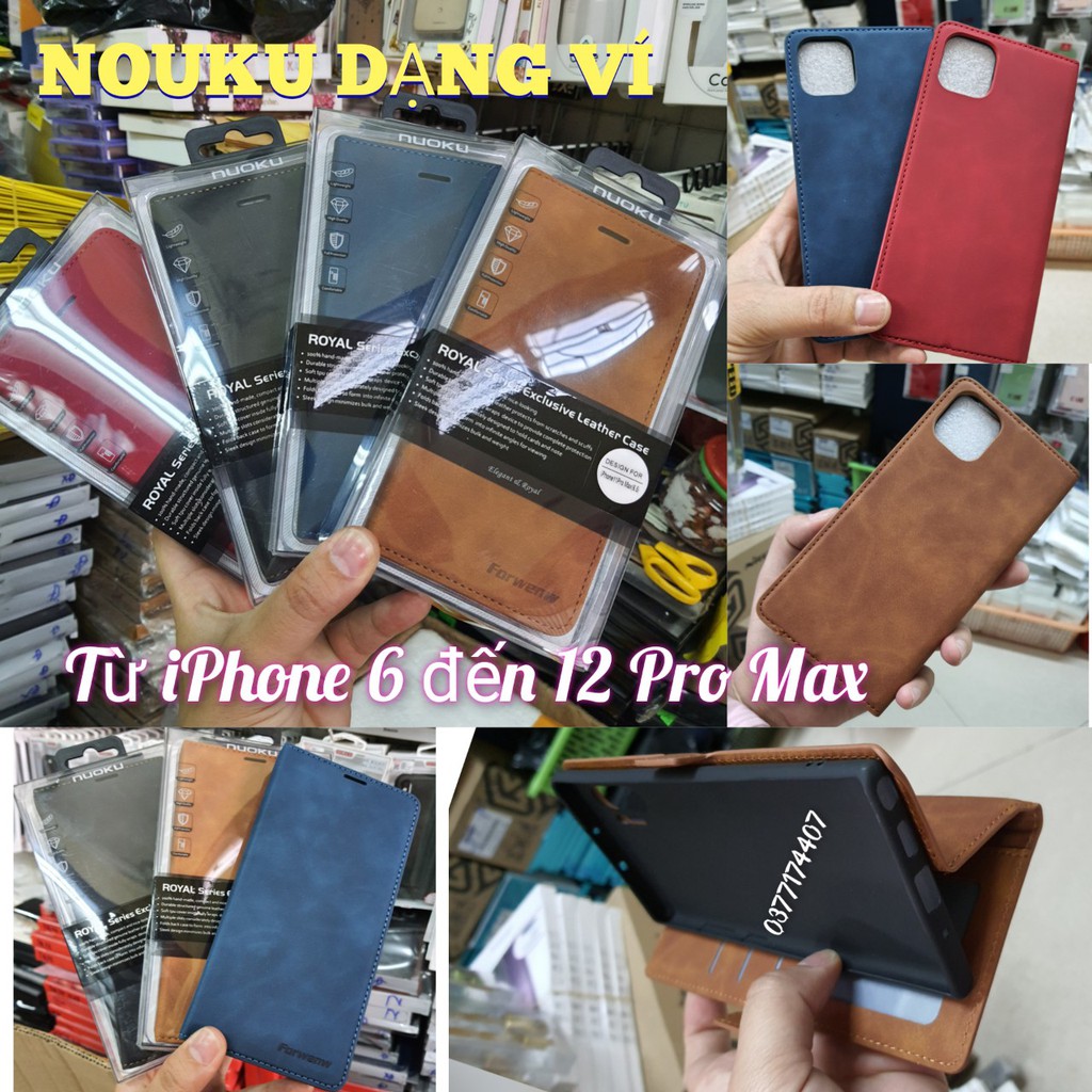 Bao da Nuoku dạng ví cho iPhone 12 Pro Max/ 12 Pro/ 12/ 11/ 11 pro/ 11 Pro max/ Xs Max/ XR/ XS/ 7+/ 8+/ SE/ 6/ 6 Plus