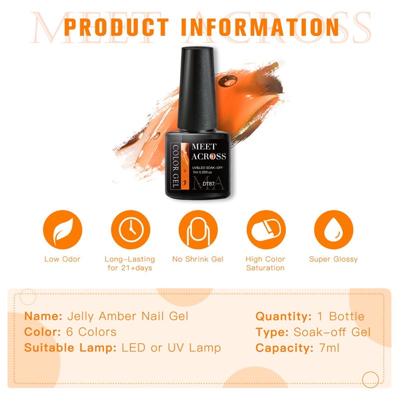 Sơn Móng Tay Gel MTSSII MEET ACROSS Hổ Phách Thạch Trong Suốt UV 7ml