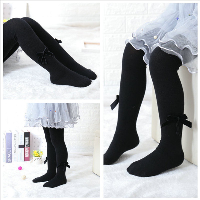 Vớ cotton cao cổ đính nơ đáng yêu dành cho bé gái