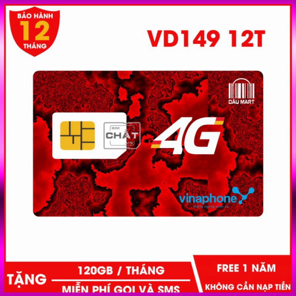 XẢ KHO HANG  SIM 4G Vinaphone VD89 VD149 D60G 12T Tặng 120GB / Tháng Miễn Phí Nghe Gọi & SMS 12 Tháng Không Cần Nạp Tiền