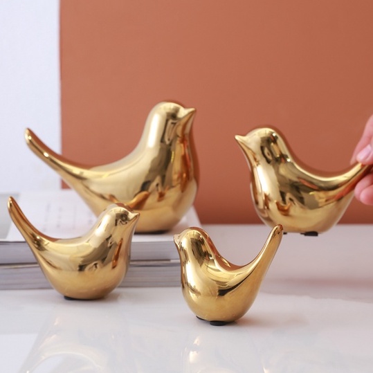 Gold Decorations Ceramic Golden Bird Figurines Abletop Decoration Home Decoration Accessories