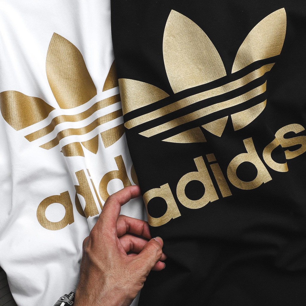 Áo Thun Adidas Nam Nữ Chính Hãng 100% Cotton AD In Nhủ Vàng