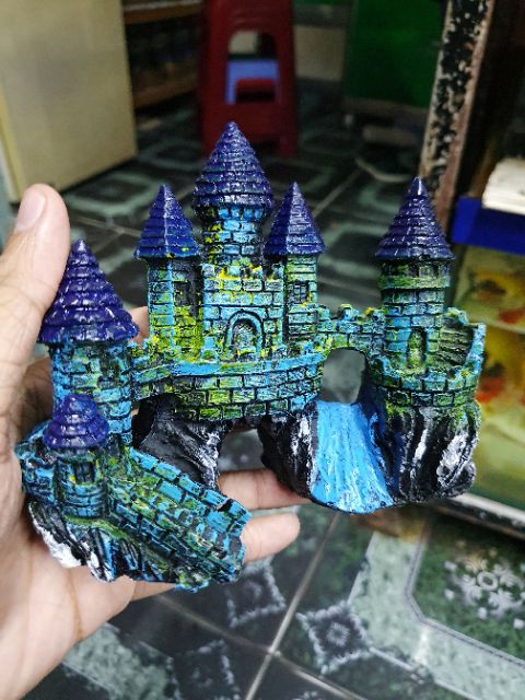 LÂU ĐÀI TRANG TRÍ HỒ CÁ NON BỘ 14x7x13cm MẪU 2