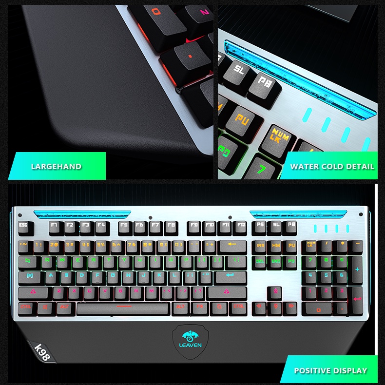 Bàn phím máy tính LED LEAVEN K999 RGB PRO Bàn phím chơi game Bàn phím văn phòng Bàn phím cơ di động dễ thương