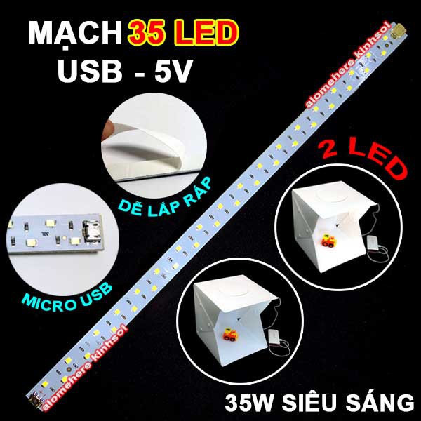 Mạch 35 LED hỗ trợ sáng cho hộp chụp sản phẩm Studio Box Light Micro USB