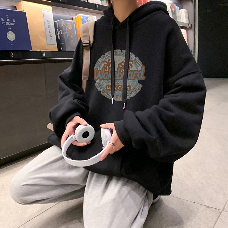 Áo hoodie AOKANG dài tay dáng rộng thời trang xuân thu mới cho nam