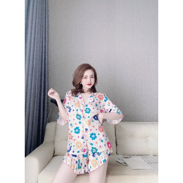 Pijama lụa đùi hoạ tiết siêu ngọt ngào