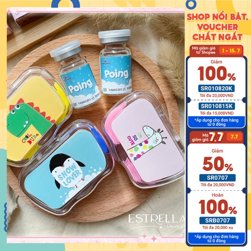 Khay Đựng Kính Áp Tròng❤️Siêu Cấp Cute❤️đầy đủ bộ dụng cụ đeo lens, đồ gắp, tay giả, gương
