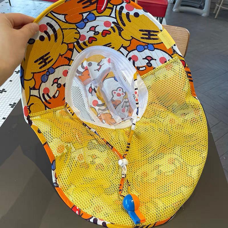 Nón Tai Bèo Vành Rộng Phối Lưới Thoáng Khí Thời Trang Đi Biển Mùa Hè Cho Bé