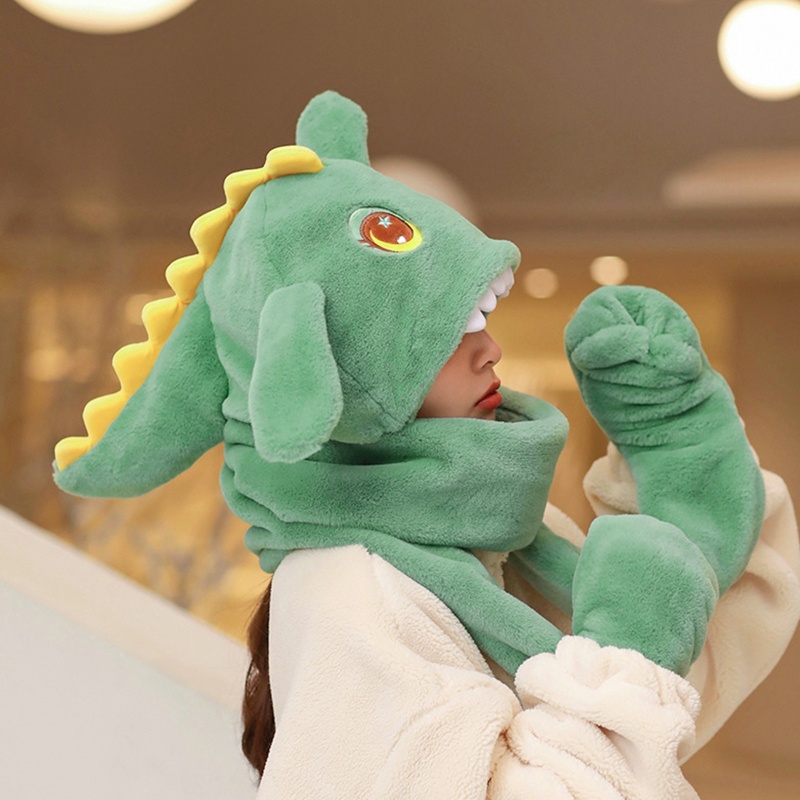 Mũ Trùm Đầu Kèm Khăn Choàng Cổ Đính Tai Khủng Long Trong Phim One Piece